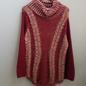 Tunic Sweater Maroon Cowl Neck Medium